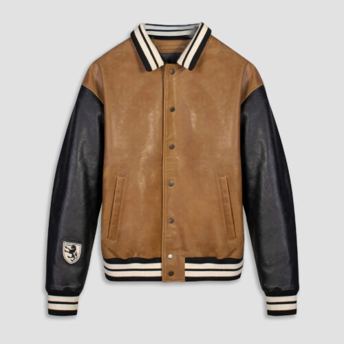 Nomad Tall Varsity College Leather Bomber Jacket