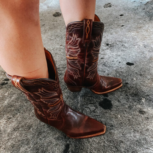 Genuine leather western snip toe Cowboy boots