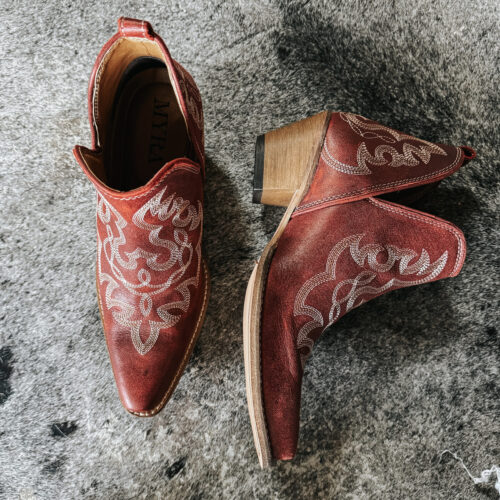 Red Western Leather Cow Girl Boots