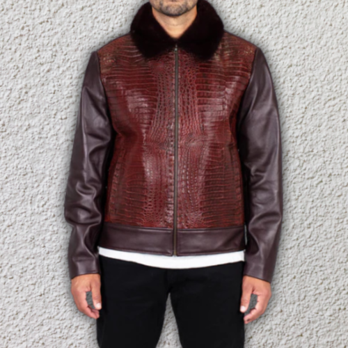 Exotic Skin Crocodile Leather Jacket For Men’s