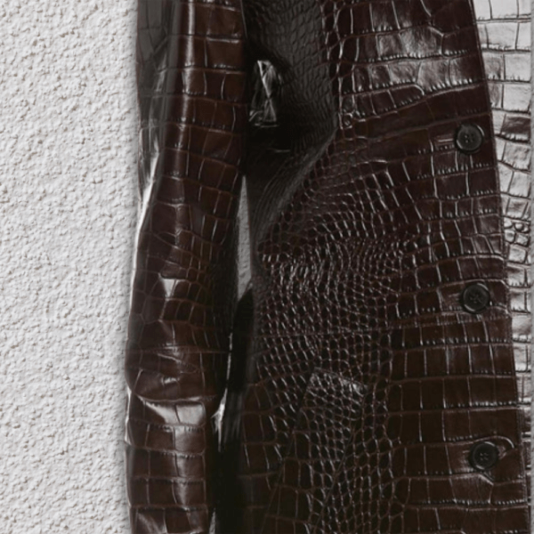 crocodile embossed leather coat