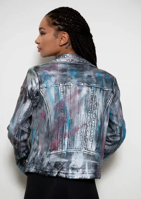 Metallic Color Leather Jacket