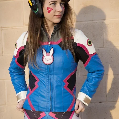 Womens D.Va Blue Vegan Leather Jacket