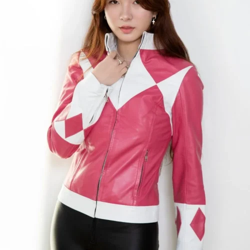 Womens Rangers Power Classic Leather Jacket Pink