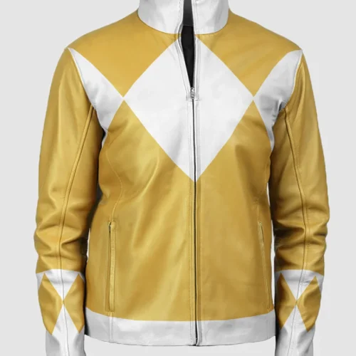 Womens Power Rangers Classic Leather Jacket Yellow