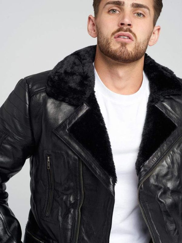 Fur Collared Leather Jacket