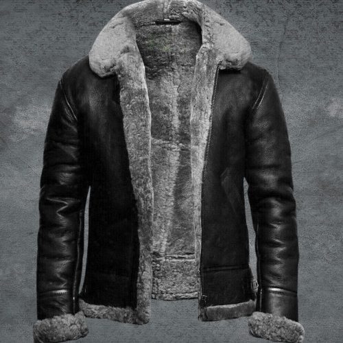 Men’s Bomber Aviator Real Fur Collar Leather Jacket