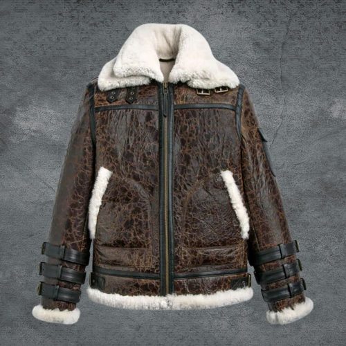 MEN’S DOUBLE TONE BROWN SHEARLING LEATHER JACKET