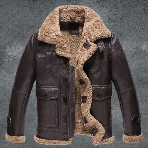 Men’s Sheepskin Shearling Dark Brown Leather Jacket