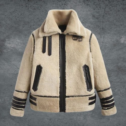 MEN’S OFF WHITE SHEARLING LEATHER JACKET