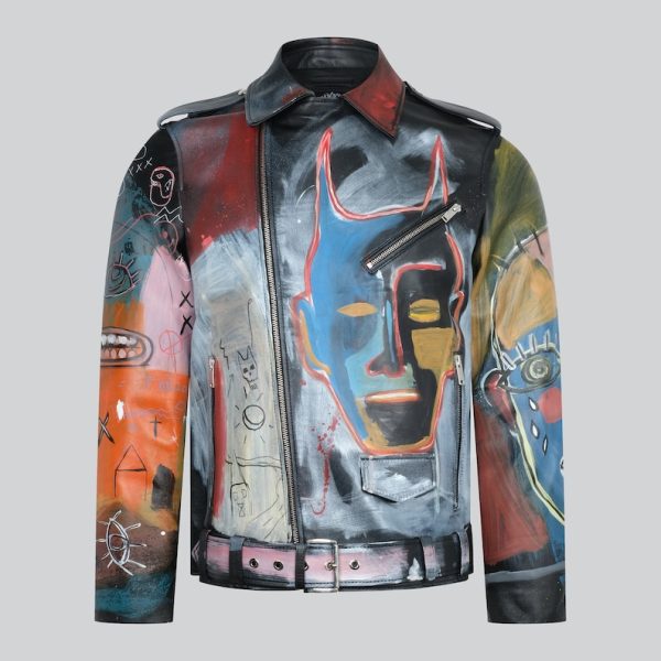 Hand Painted Leather Biker Jacket For Man