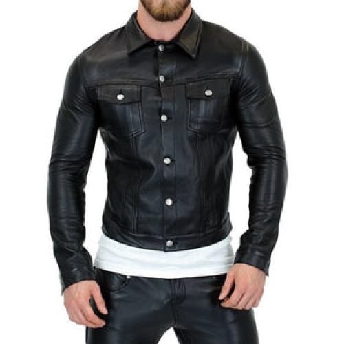 Men’s Leather Denim Jacket